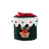 Boîte cadeau chinoise de Noël haut de gamme, portable, neuve, en peluche ronde, doublée de velours épais, rouge/verte