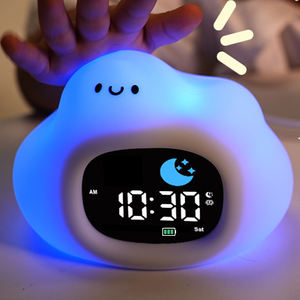 Chambre sommeil formateur veilleuse réveil affichage numérique Snooze enfants intelligent mignon nuage horloge lampe - Product Image 1