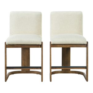Set di 2 Sgabelli da Bar Moderni e Stabili, Altezza 24 Pollici, in Legno Massello, Rivestiti in Lino, per Casa, Bar, Cucina, <span class=keywords><strong>Isola</strong></span>, <span class=keywords><strong>con</strong></span> Gambe in Noce - Product Image 3