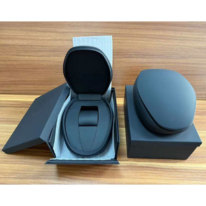 Luxury Black Flip Top Gift Box for Car <b>Key</b> Watch Jewelry Oval Inner Tray PU Leather Packaging Case - Product Image 4