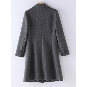 Women's Mid Length Wool Coat Gray Elegant Business Leisure Warm Winter Outerwear - Product Image 3