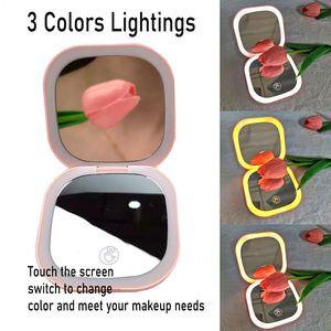 1x 2x Magnifying Wholesale Lighted Travel Portable Small Makeup Mini Compact <b>Mirror</b> With Light Led Pocket <b>Mirror</b> - Product Image 4