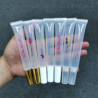 Tubes souples transparents pour gloss à lèvres de 15 ml, avec bouchons en plastique et métal multicolores, rechargeables, pour huile à lèvres, impression de logo personnalisée