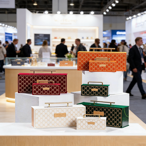 Caja de Regalo de Papel Rígido de Lujo con Cierre Magnético Amarillo Personalizado de Guangzhou, MOQ Bajo, con Asa de Metal - Product Image 1