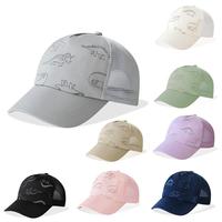 Gorra de béisbol de malla de 5 paneles personalizada con diseño de dibujos animados para niños, estampado por sublimación, OEM, venta al por mayor, mercancía para campamentos de verano