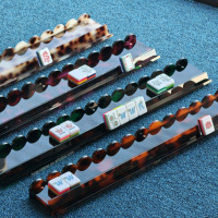 Support de rangement portable 2-en-1 pour tuiles de Mahjong, personnalisé en usine, en acrylique écaille de tortue de luxe, avec pousseur magnétique pour Mahjong américain