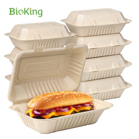 BioKing Échantillon Gratuit Sans BPA Micro-ondes MFPP Boîte À Lunch À Charnière Emballage Alimentaire Jetable Pulpe Canne À Sucre Bagasse Clamshell DDP USA