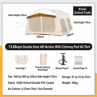 Tente de camping gonflable de luxe 13,68 m² Grand espace pour 6-8 personnes Tente de glamping imperméable en Oxford résistante au vent