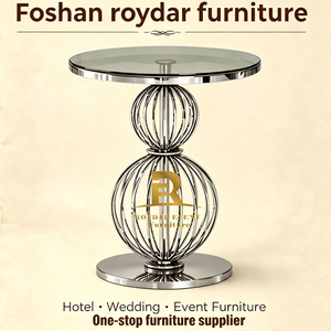 Schwarzer Edelstahl-Cocktailtisch mit Runder Tischplatte für Hochzeiten und Bars - Product Image 4