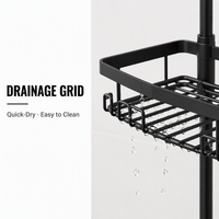 ARODDY Étagère d'angle de douche brevetée Spring-Lock 25 mm à 4 niveaux, organisateur de rangement de salle de bain réglable sans outils