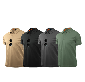 เสื้อยืดโอเวอร์ไซส์ DFT0301-1 แขนสั้น พร้อมแถบติดกระดุมเวทมนตร์ที่แขนขวา กระเป๋าเล็กด้านซ้าย สีเขียว สีกากี สีดำ สีเทา มีปกเสื้อ - Product Image 1
