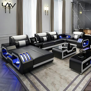 أريكة متعددة الوظائف بتصميم فاخر وحديث ، أثاث أسود لغرفة المعيشة على شكل حرف U - Product Image 1