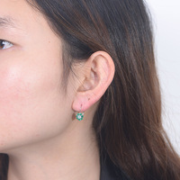Anting-anting gesper telinga bunga zirkon warna-warni Retro perak murni S925 anting-anting perhiasan mode klasik mewah untuk hadiah wanita