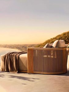 Divano <span class=keywords><strong>da</strong></span> Esterno in Teak Stile Nordico, Impermeabile e Resistente ai Raggi Solari, per Villa, Hotel, <span class=keywords><strong>Giardino</strong></span>, Arredamento in Legno Massello - Product Image 4