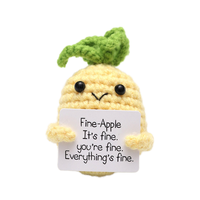Peluche radis positif en crochet fait main, adorable amigurumi tricoté avec carte encourageante