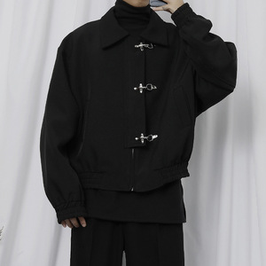 Giacca Invernale Vintage Nera Personalizzata Stile Vigili del Fuoco con Chiusura Metallica, Taglio Rilassato <span class=keywords><strong>Varsity</strong></span> in Misto Lana, Giacca Elegante da Uomo - Product Image 2