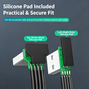 Câble d'extension USB 2.<span class=keywords><strong>0</strong></span> plat en silicone souple et durable, coudé à 90 degrés (gauche, droite, haut, bas), mâle-femelle, flexible et pliable pour PC - Product Image 2