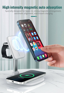 Base de Carga Inalámbrica Magnética 3 en 1 de 15W para <span class=keywords><strong>iPhone</strong></span> 17 16 15 Pro Max, Airpods, <span class=keywords><strong>Apple</strong></span>, Samsung <span class=keywords><strong>Watch</strong></span>, Estación de Carga Rápida - Product Image 4