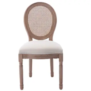 Овальный ротанговый классический винтажный французский провинциал античный дизайн обеденный стул для ресторана комнаты