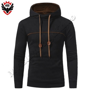 Vente en gros de sweats à capuche en molleton technique noir uni - Product Image 2