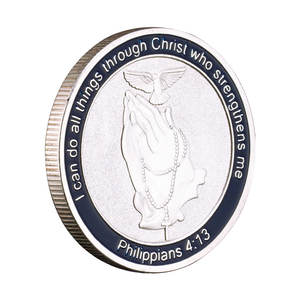 Christian Souvenir cadeau prière pièce Philippiens psaume croix argenté plaqué collection pièce commémorative pièce de prière - Product Image 5