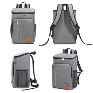 Large Capacity Insulated <b>Backpack</b> Picnic Bag Oxford Cloth Cooler Outdoor Lunch Bag Gray Orange Zipper - Product Image 5