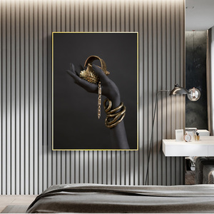 Nero Donna A Mano Con Gioielli In Oro di Arte Della Parete della Tela di canapa Dipinti Sul Muro Poster E Stampe Stampe <span class=keywords><strong>Pop</strong></span> <span class=keywords><strong>Art</strong></span> Della Parete decorazione - Product Image 4