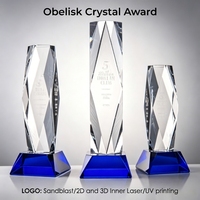President Clear op Basis Obelisk Kristallen Award Trofee met Aangepast Gegraveerd Logo voor Bedrijfs Prijs Cadeau