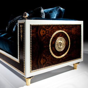 Sofá individual de terciopelo azul real de lujo, detalles dorados, adorno blanco, diseño clásico europeo, comodidad moderna, sofá de estudio para sala de estar - Product Image 5