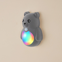 Lampe murale LED sans fil à détecteur de mouvement RGB rechargeable par USB, motif ours de dessin animé, pour décoration intérieure, escalier et chevet