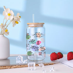 โถแก้วพร้อมฝาไม้ไผ่และถ้วยแก้วอเนกประสงค์นำกลับมาใช้ใหม่ได้สร้างแรงบันดาลใจคัมภีร์ไบเบิล - Product Image 2