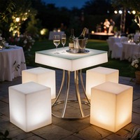 RGB Farbwechsel LED Leuchtender Lounge-Sessel Modernes Restaurant Bar Möbelset Würfelstuhl für Innen- und Außenbereich