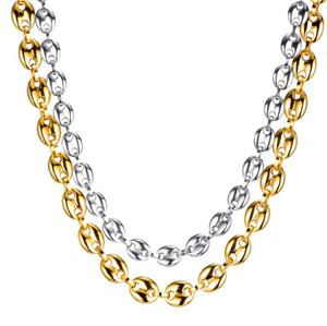 Collier à maillons <span class=keywords><strong>en</strong></span> acier inoxydable pour hommes et femmes, plaqué <span class=keywords><strong>or</strong></span> 18 carats, chaîne torsadée à la main, <span class=keywords><strong>gourmette</strong></span>, grande chaîne - Product Image 1