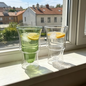 Vente en gros de gobelets en verre en forme de joint de bambou, résistants à la chaleur et au froid, pour café glacé, thé, lait, jus, bière, soda, crème glacée, latte, milkshake - Product Image 4