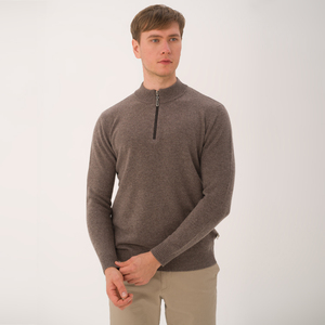 Pull en laine pour homme à demi-zip, tricoté à manches longues - Product Image 1