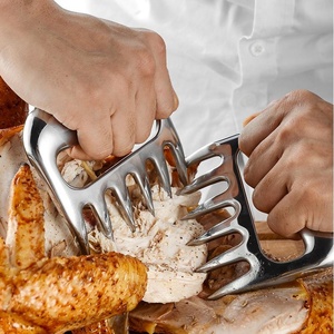 Trancheuse d'aliments cuits tout en acier inoxydable Dinde Char <span class=keywords><strong>Siu</strong></span> Outil pour griller et déchirer la viande Séparateur griffe d'ours - Product Image 3