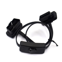 Cable de Extensión Divisor en Y 1 a 2 con Interruptor, Conector Electrónico OBD2 de 16 Pines Macho a Hembra