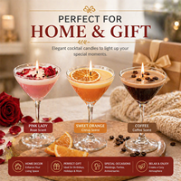 Vela Aromática Personalizada en Vaso de Cóctel, Vela de Martini de Cera de Soja con 9 Fragancias para Decoración del Hogar, Regalo, Venta al por Menor y Marca Privada