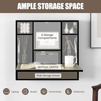 Bureau d'ordinateur mural pliable noir personnalisé pour petits espaces, bureau d'ordinateur portable flottant d'angle avec tiroir de rangement et étagères