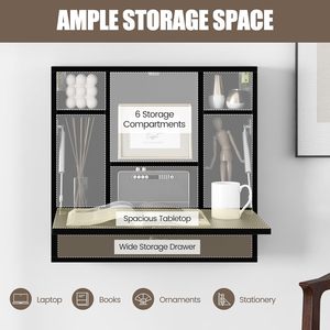 Tùy chỉnh màu đen gấp treo tường máy tính bàn không gian nhỏ góc nổi máy tính xách tay bàn với lưu trữ ngăn kéo kệ - Product Image 3