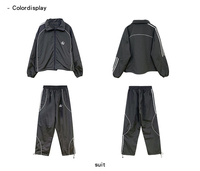 Ensemble de survêtement unisexe streetwear décontracté printemps coupe-vent avec veste zippée à col montant et détails réfléchissants, et pantalon de jogging 2-en-1