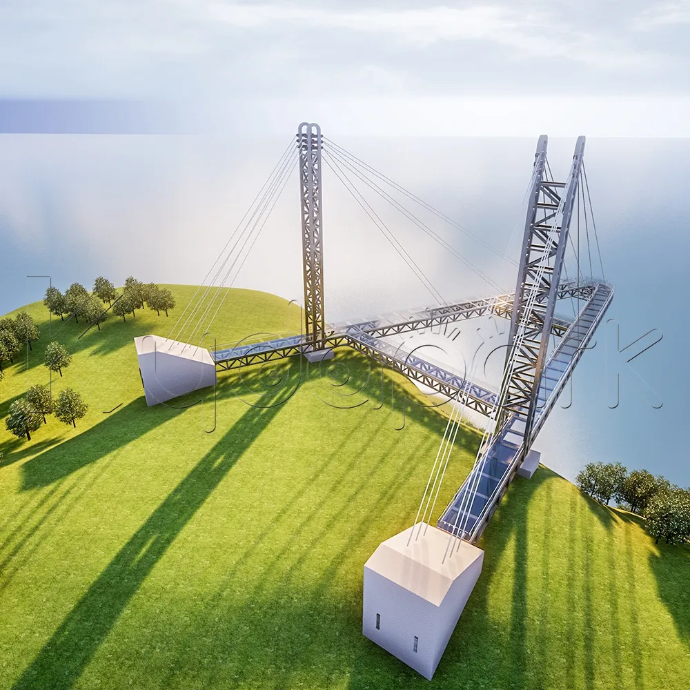 Kunden spezifische touristische Berg landschaft lichen Ort im Freien Abenteuer Suspension Skywalk Boden Glasboden Gehweg Himmel Brücke