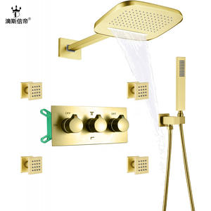 Juego de Ducha Moderno y Minimalista de Acero Inoxidable, Montado en la Pared, con Grifo de Agua Fría y Caliente para Baño, Accesorios para Cuarto de Ducha - Product Image 1