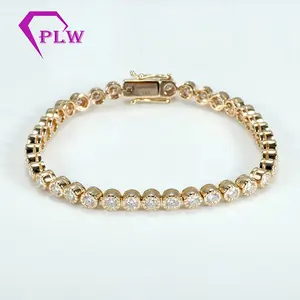 14K yellow gold bezel setting bracelet small size dazzling bracelet in tennis style