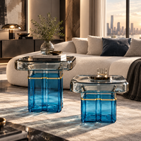 Table d'appoint en verre soufflé coloré de luxe moderne, décoration artistique, table d'appoint décorative pour salon, hôtel
