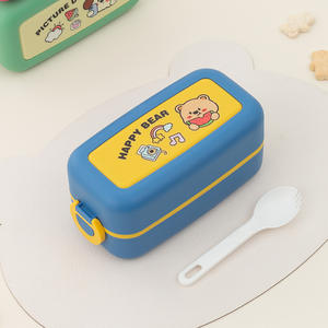 กล่องข้าวพลาสติก Bencircle B273 สำหรับเด็ก ลายการ์ตูนน่ารัก อุ่นในไมโครเวฟได้ ป้องกันการรั่วซึม สองชั้น ปลอดสาร BPA - Product Image 5