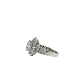 Anillo de lujo de 18 quilates de oro sólido de 3 quilates con ajuste vacío para mujer, piedra central personalizable, laboratorio, Diamante cultivado, banda de Halo, aniversario de boda - Product Image 4