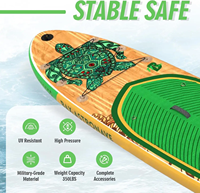 BAX ASTRONAVE 11FT Planche de Stand Up Paddle Tout-Terrain Gonflable Effet Bois Vert Capacité 150kg Impression UV Lacs Rivières