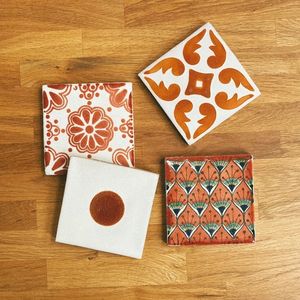 Posavasos de azulejos mexicanos de <span class=keywords><strong>Talavera</strong></span> cuadrados personalizados, hermosa Función de ladrillo refractario bohemio del desierto pintado a mano para pared Interior rústica - Product Image 2