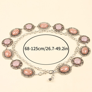 Nouvelle chaîne de taille en métal durable argenté vintage style bohème <span class=keywords><strong>chic</strong></span> pour <span class=keywords><strong>femme</strong></span>, <span class=keywords><strong>ceinture</strong></span> fine polyvalente de 125 cm pour robes – Collection été 2025 - Product Image 5